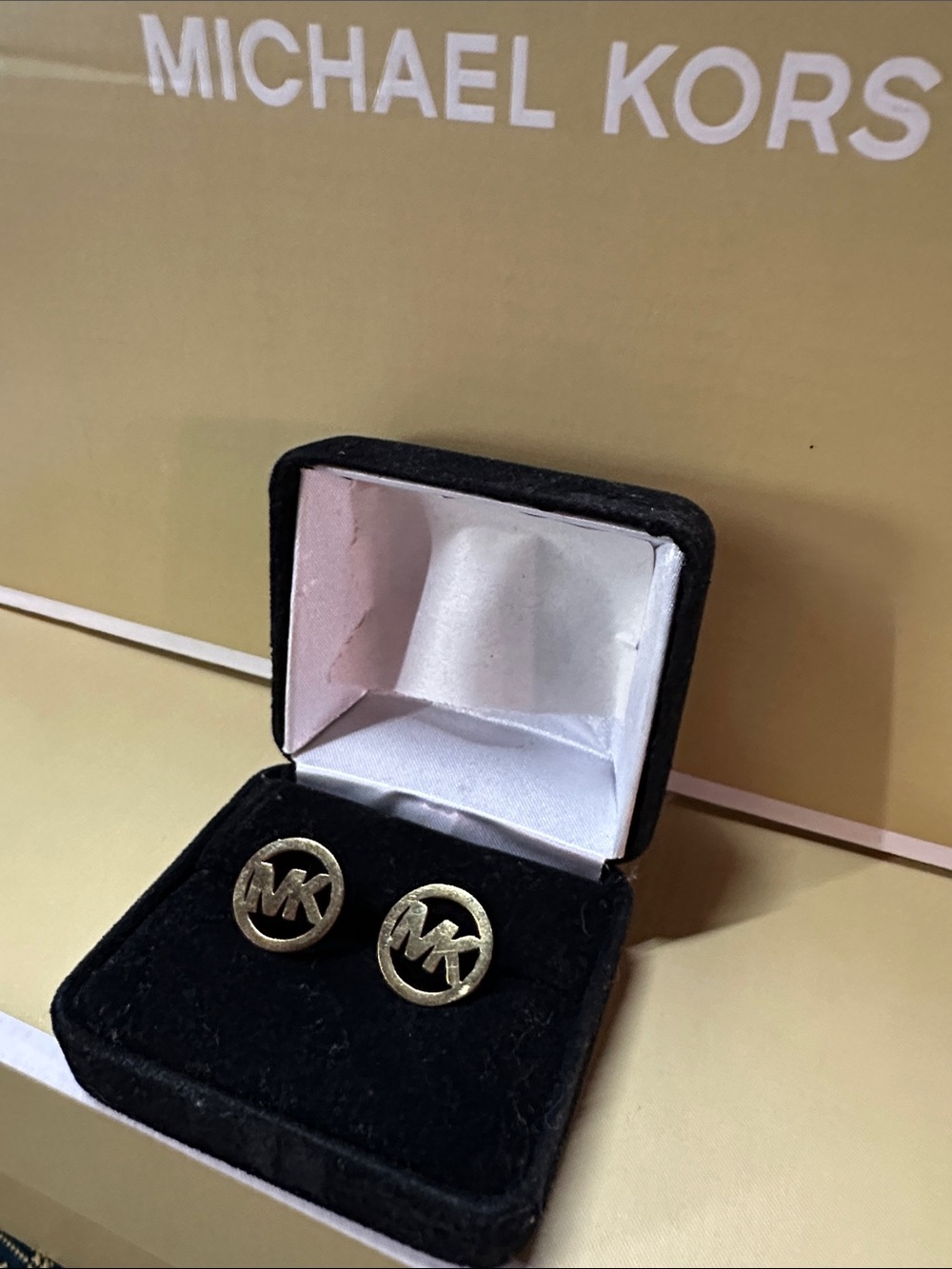 Michael Kors Gold Tone MK Cutout Round Cuff Links